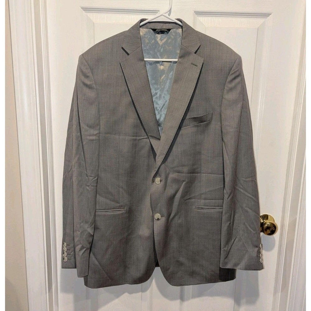 Quiet Luxury Saks Fifth Avenue Gray Wool Slim Fit Blazer Sport Coat 46L